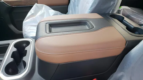 Vista 8 de Car Console Covers Plus Diseñado para todos los modelos de asiento de cubo GMC Sierra 2014-2023, funda de neopreno para consola central, hecha a Gris