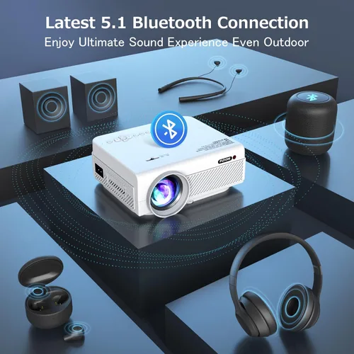 Vista 4 de FUDONI - Proyector Bluetooth WiFi nativo 1080P, altavoz incorporado, portátil Max 300" Screen, Compatible with HDMI, USB, AV, TF, VGA, Fire Stick