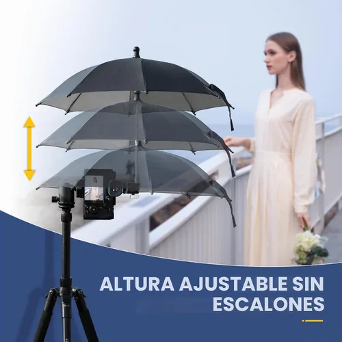 Vista 3 de Upgrade Camera Hot Shoe Umbrella Sunshade with 3 Level Height Adjustable 19.7 in (altura ajustable)