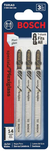 Vista 2 de BOSCH T101A3 3 Piezas 4 In. 14 TPI Especial para plexiglás T-Shank Sierra Hojas