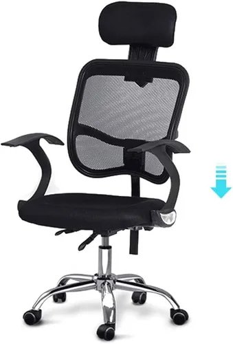 Vista 3 de Silla de oficina de malla transpirable con soporte lumbar ergonómico ajustable, silla de escritorio giratoria con ajustable