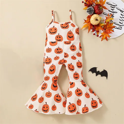 Vista 5 de Mameluco con estampado de calabaza de Halloween para niños pequeños de 0 a 18 meses