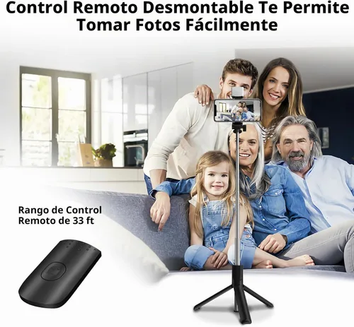 Vista 4 de Selfie Stick, trípode retráctil de 40 pulgadas para teléfono con control remoto inalámbrico y luz, trípode portátil para selfie stick