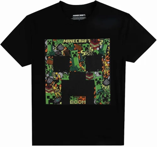 Vista 5 de Minecraft Creepers and Personacter Heads - Camisetas de manga corta con cuello redondo y manga corta, paquete de 4 camisetas para niño