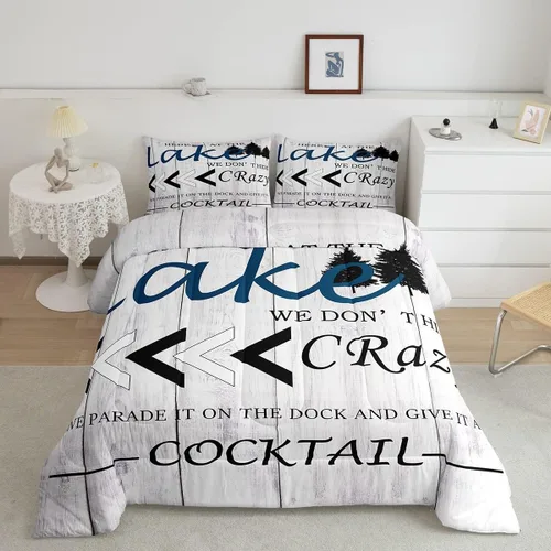 Vista 11 de Lake House - Juego de edredón tamaño individual, juego de ropa de cama rústica de granja vieja de 2 piezas para niños, adolescentes y adultos