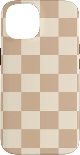 Vista 4 de Funda de tablero de ajedrez marrón beige claro para iPhone 14 Pro