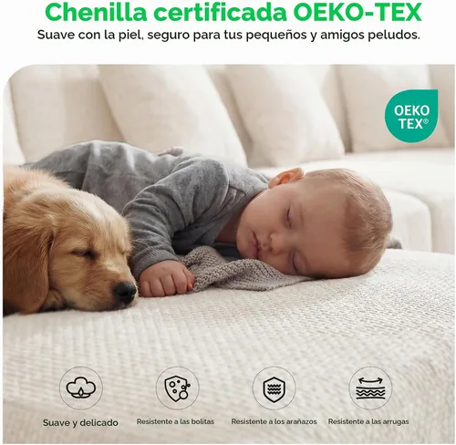 Vista 5 de MONVANE Sofá seccional deshuesado en forma de L de gran tamaño, chenilla Chenille-beige