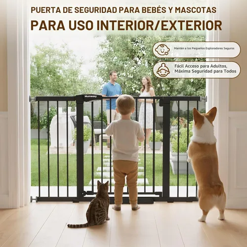Vista 7 de Mumeasy Puerta de bebé extra ancha de 29.7 a 51 pulgadas para escaleras, puerta para perros de interior extra larga para puertas, puerta para niños