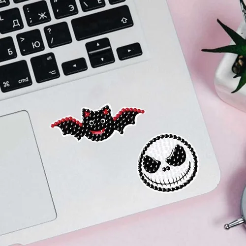 Vista 5 de MEGZIHXN Kit de calcomanías artísticas de diamantes para niños, calabaza de Halloween, gato negro, araña, bolsa de regalo, fantasma, piao, pintura