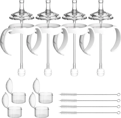 Vista 9 de Kit de conversión de vasos para sorber de paja para biberones de cuello ancho Dr Browns, kit de transición de tazas para sorber con parte superior