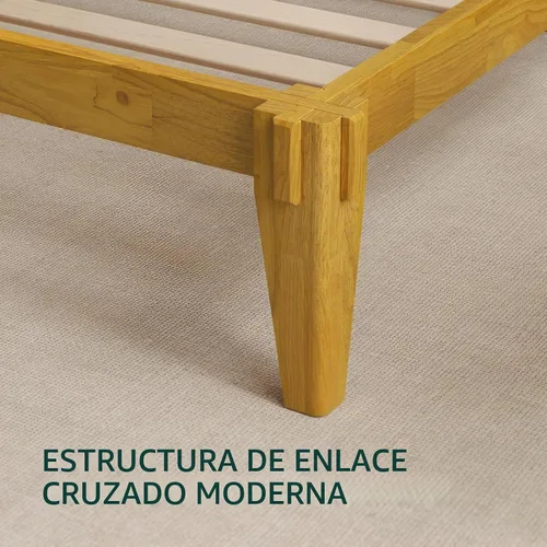Vista 4 de Bme Chalipa Marco de Cama King de 14" - Plataforma de Cama de Madera Maciza - Marco de Cama de Carpintería Japonesa - Soporte de Listones de Madera