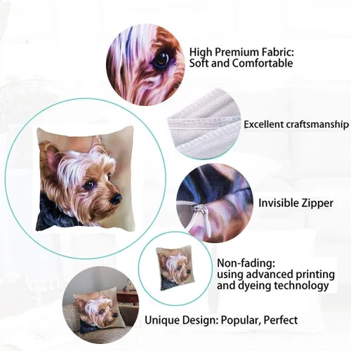 Vista 7 de Fundas de almohada personalizadas para perro Yorkie Yorkie, funda de almohada para perro, 18 x 18 pulgadas, algodón suave, Yorkshire Terrier, fundas