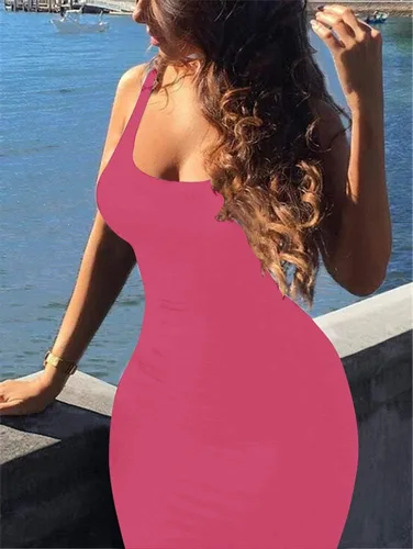 Vista 5 de GOBLES Vestido ajustado sin mangas para mujer, vestido sexy e informal para discoteca