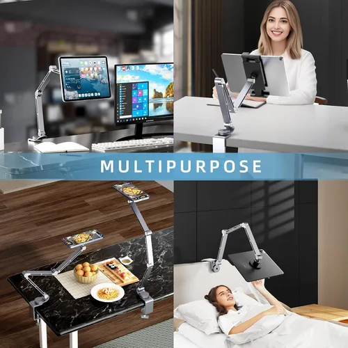Vista 7 de Soporte para tablet para escritorio, soporte de escritorio para iPad, soporte magnético para tableta para escritorio, soporte de brazo plegable