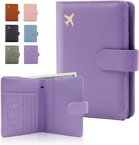 Vista 13 de Melsbrinna Funda de cuero prémium para pasaporte, impermeable, con bloqueo RFID, cartera de viaje con soporte para bolígrafo, bonito libro