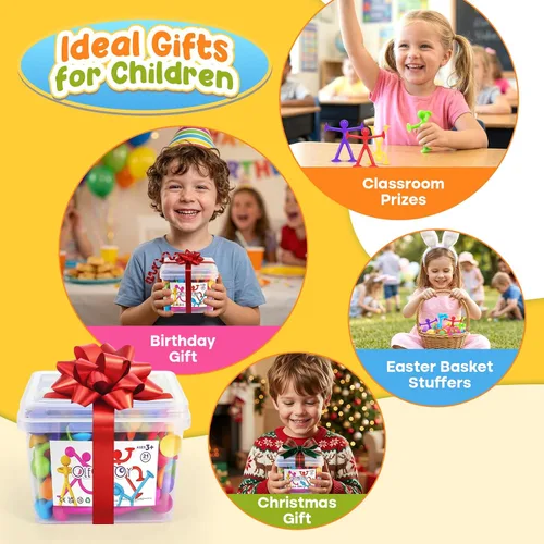 Vista 7 de OleOletOy Juguetes Fidget de Succión para Niños: Paquete de 21 Juguetes de Personas con Ventosa - Juguetes Fidget a Granel Juguetes de Caja