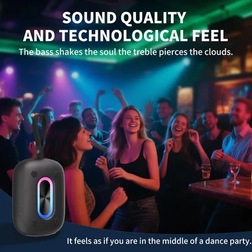 Vista 6 de Altavoz Bluetooth impermeable para ducha, duradero y portátil con sonido claro, ideal para ducha, piscina, playa y kayak, BT 5.3 - Negro