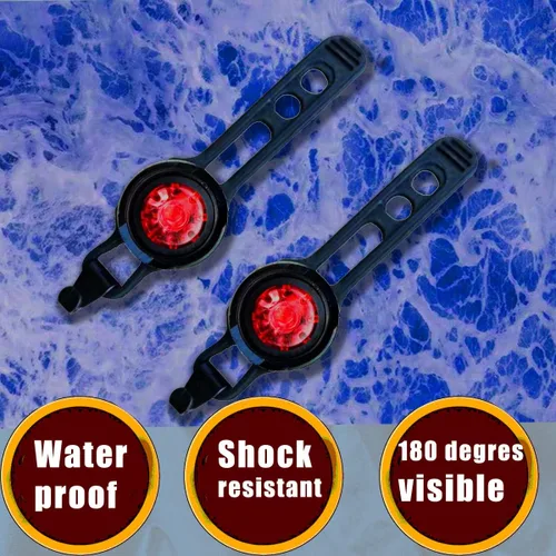 Vista 6 de 2 luces traseras para bicicleta, mini luces LED con correa, visibilidad de 180 grados, seguridad en todos los lados