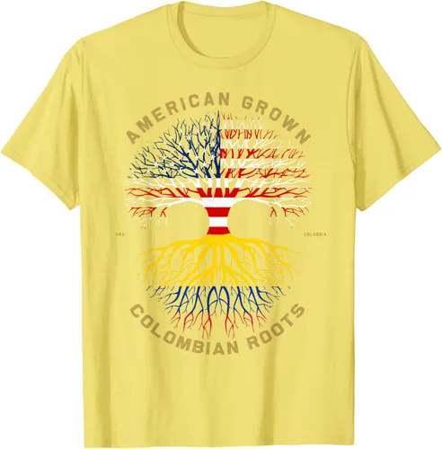Vista 71 de Camiseta de regalo con la bandera de Estados Unidos con árbol de raíces colombianas