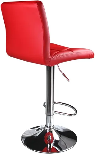 Vista 5 de Taburete para barra ajustable hidráulica Leader Accessories con respaldo cuadrado con líneas diagonales (2 unidades), Rojo