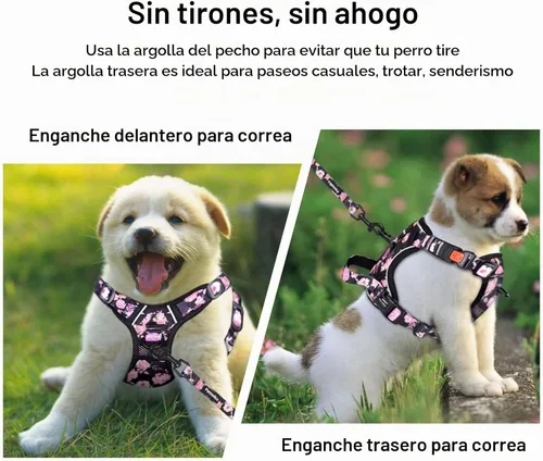 Vista 3 de Petmolico Juego de arnés para perro sin tirones con accesorio de correa, asa de fácil control, chaleco reflectante para razas pequeñas, chaleco
