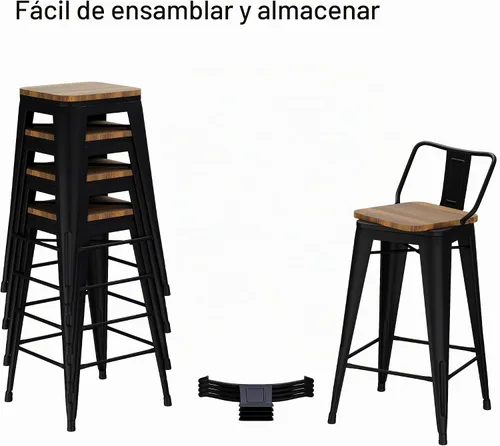 Vista 7 de Andeworld Juego de 4 taburetes de bar de altura de mostrador de 24 pulgadas, giratorios de 360° con respaldo, marco de metal resistente, protectores