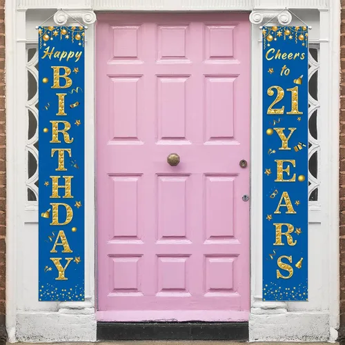 Vista 7 de Cartel de feliz cumpleaños número 12 para porche, decoración azul – Decoración temática de fiesta de bienvenida a los 12 años para niños y niñas