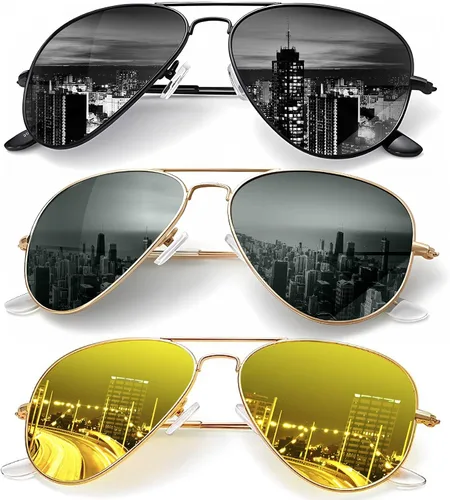 Vista 35 de KALIYADI Classic Aviator Sunglasses for Men Women Driving Sun glasses Polarized Lens UV Blocking Negro