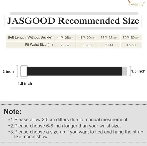 Vista 5 de JASGOOD Cinturones de tela de lona para hombre, cinturones casuales de tela con hebilla de doble anillo negro, paquete de 2