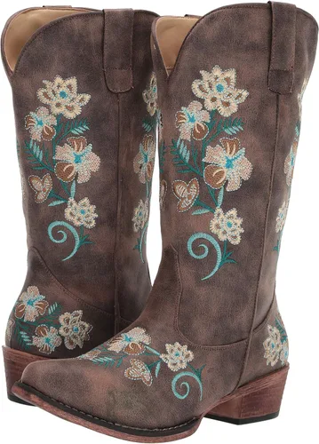 Vista 7 de ROPER Riley - Botas de moda florales para mujer, Marrón