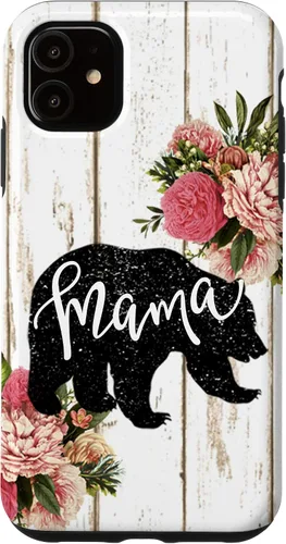 Vista 6 de Funda para iPhone 12 mini rústico de la casa rural linda mamá Woodgrain Shiplap Board Mama Bear