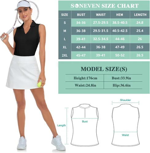 Vista 7 de Soneven Camisas de golf sin mangas con estampado que absorbe la humedad, cuello en V, camisas polo de golf con espalda cruzada