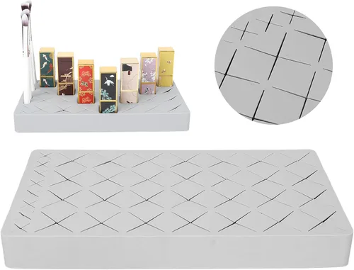 Vista 5 de Organizador minimalista de lápiz labial, caja de almacenamiento de maquillaje de silicona, 36 rejillas, gris, belleza/maquillaje