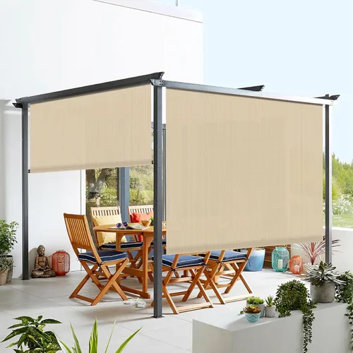 Vista 9 de Windscreen4less Persianas opacas enrollables para exteriores, pantalla de privacidad para pérgola, balcón, porche, cochera, terraza, ventana, 8' An