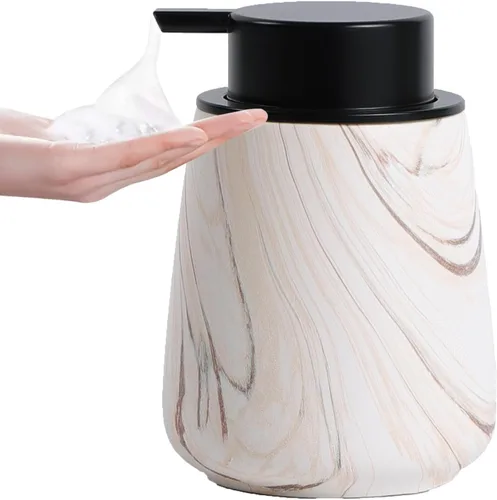 Vista 30 de Dispensador de jabón de manos de espuma de 12 onzas, dispensador de jabón espumoso negro para baño con bomba fácil de presionar, dispensador