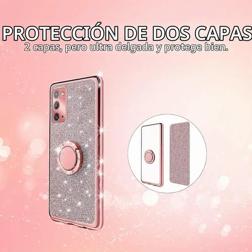 Vista 8 de Funda para Note 20, Galaxy Note 20 para mujer, con purpurina, suave, transparente, TPU de lujo, bonita funda protectora con correa de soporte