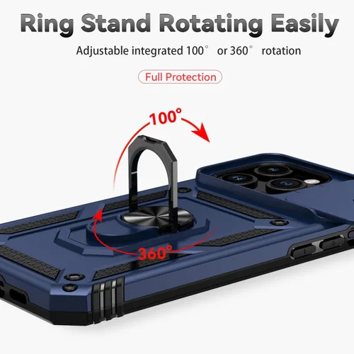 Vista 3 de Funda para iPhone 15 Pro, iPhone 15 Pro con funda para cámara y soporte, grado militar, a prueba de golpes, resistente, con soporte magnético