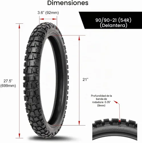 Vista 7 de Tusk Waypoint Adventure Neumático delantero 90/90-21 (54R) - Motocicleta y Dual