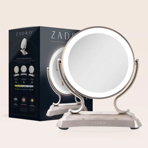 Vista 7 de Zadro Espejo de maquillaje LED Glamour de 12 pulgadas con luces y aumento, espejo de control táctil 5X/1X con luces para escritorio de maquillaje