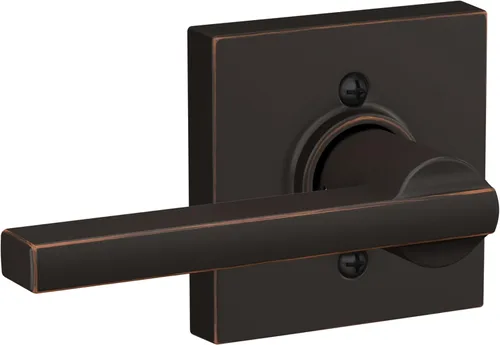 Vista 27 de Schlage F51A LAT 716 Latitude - Manija de puerta con bloqueo de entrada con llave, en acabado de bronce envejecido