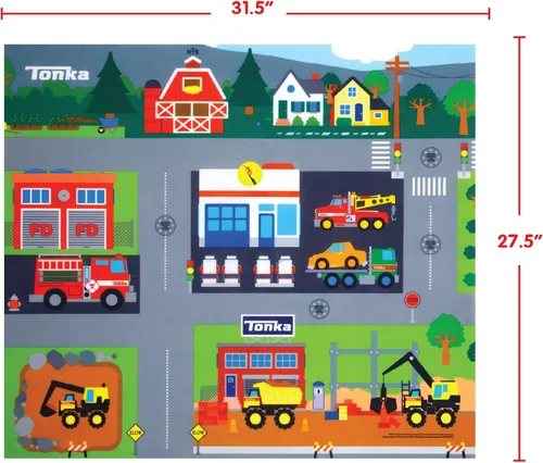 Vista 2 de TCG Toys Tonka Megamat Active Play - Alfombra de juego de fieltro con vehículo de personajes para preescolares y niños a partir de 3 años