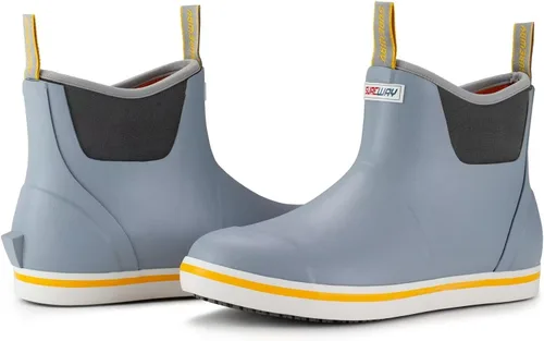 Vista 5 de SUREWAY Botas de cubierta profesionales antideslizantes para pesca y tobillo para hombre, botas de lluvia impermeables