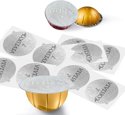 Vista 2 de VIVI SKY 120 tapas de papel de aluminio para cápsulas Nespresso reutilizables Vertuoline, cápsulas de café, sellos, cubiertas adhesivas compatibles