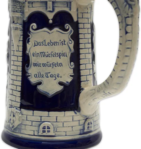 Vista 8 de Taza de cerveza azul cobalto de 0.6 litros, taza de cerveza grabada con castillo festivo, regalo de cerveza ideal para hombres, taza de jarra