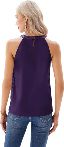Vista 4 de GRACE KARIN Camiseta sin mangas con cuello halter de lentejuelas para mujer, camisola elegante y brillante, para fiesta, club, cóctel, chaleco