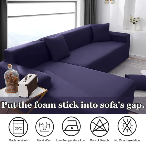Vista 3 de BT.WA Funda de sofá modular en forma de L, funda elástica y suave para sofá de 2 piezas, protector de muebles con 2 fundas de almohada