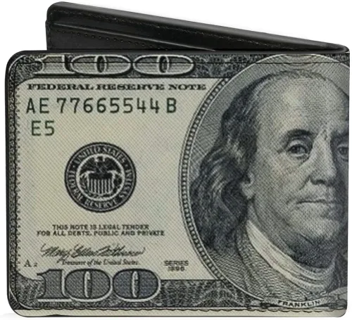 Vista 2 de Billetera plegable de PU con hebilla - billetes de 100 dólares