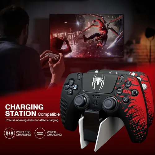 Vista 7 de Darno Funda de silicona antideslizante para controlador Ps5, accesorios para controlador Ps5, suave cubierta protectora para el agarre del control