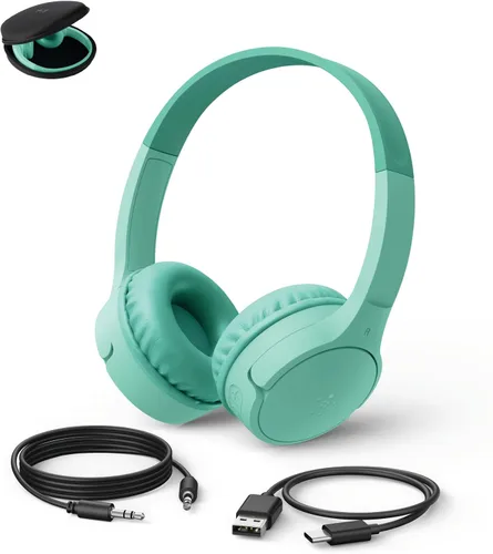 Vista 17 de Belkin SoundForm Mini - Auriculares inalámbricos Bluetooth para niños, batería de 30 horas, límite de volumen seguro de 85 dB, micrófono integrado