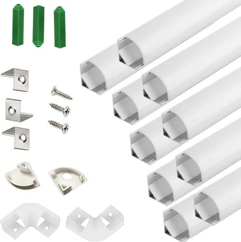 Vista 10 de THMOOTHER Difusor de canal de tira LED en forma de V de 3.28 pies de resistencia a los rayos UV, paquete de 6 perfiles de aluminio con cubierta